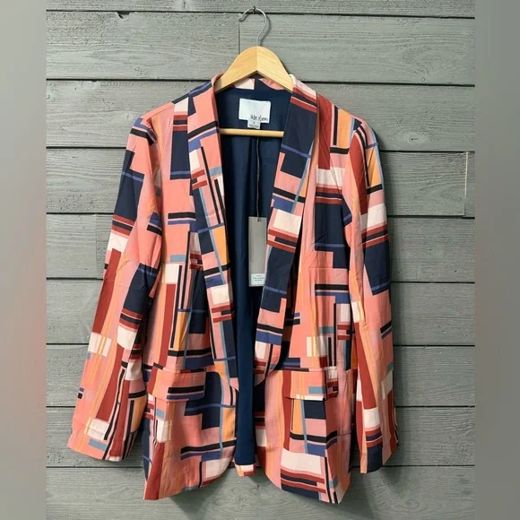NWT Anthropologie Chloe Oliver Avery Geo Blazer Sz S Spring Summer Office Work - Picture 1 of 12